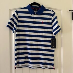 Boys U.S. Polo Assn. Polo in Blue and White Stripes NWT